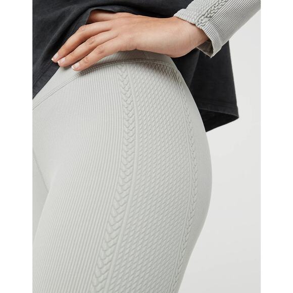 Aerie Offline Big Chill Seamless Cable Leggings Small High Waisted Stone Gray - Picture 3 of 10